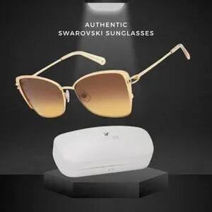 New Authentic SWAROVSKI Sunglasses Size 56mm 140mm 16mm Gold Brand Swarovski SK314 31F Yellow Gold Cat Eye Sunglasses Metal  main image 4